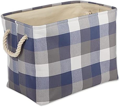  Buffalo Check Storage Collection Collapsible Bin With Handles, Medium Rectangle, 16x10x12, Red & Black