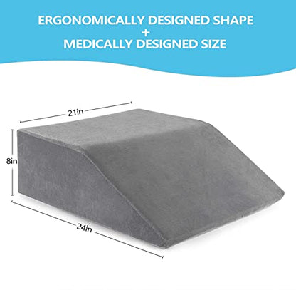  Joybest Leg Elevation Pillow With Removable Cover 8 Inch Memory Foam Leg Rest Pillow For Sleeping, Blood Circulation Wedge Pillows Relieve Leg, Knee, Hip And Lower Back Pain (Grey)