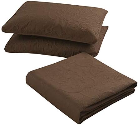  Bedding Haus 3pc Oversize Bedspread Bed Coverlet Set With Shams - Solid Color, Lightweight, Soft Bed Cover - EMA (King/Cal-King, Spa Blue)