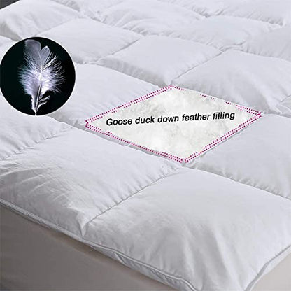  White Feather Down Comforter Queen Size-Luxurious Warmth Hotel Collection Comforter,100% Cotton Cover-All Season Duvet Insert With Corner Tabs-Queen Size 90x90 Inch