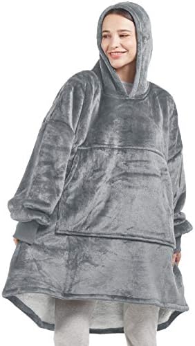  Degrees Of Comfort Wearable Blanket Hoodie For Kids Girls, Sherpa Hooded Blankets Sweatshirt With Pockets, One Size Fits All, Pink, 30x28 Inch