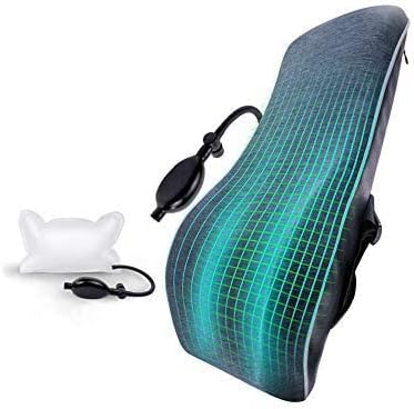  JSKRL Lumbar Support Pillow For Office Chair Adjustable Inflatable Car Lumbar Support Pillow Relieve Back Pain Airbag Memory Foam Back Cushion With 2 Adjustable Straps,Back（ Lumbar Pillow Only）