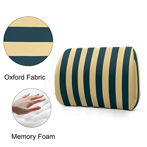  Logicfox Lumbar Support Back Pillow For Office Chair, Memory Foam Back Pillows For Improve Sitting Posture & Back Pain Relief, Striped Lumbar Support Pillow For Car, Chair, Gaming, Recliner (Blue)