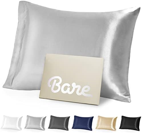  Silk Mulberry Pillowcases - Standard/Queen Size - For Hair And Skin - Grey Pillowcases - Easy Care - 100% Pure Premium Mulberry Silk - Zipper Closure (Standard, Grey)