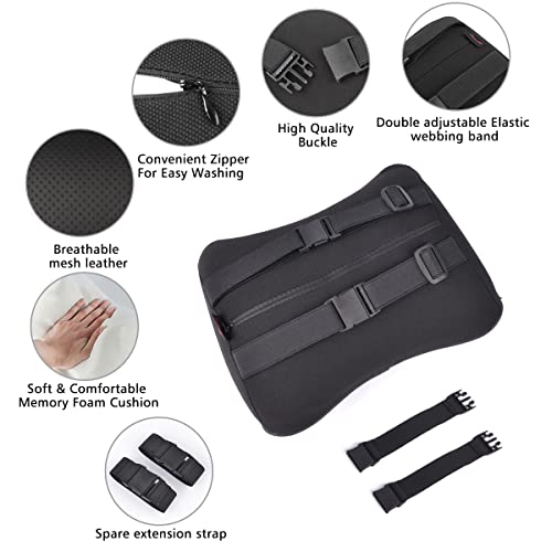  Aukee Car Headrest Pillow With Genuine Leather Cover Memory Foam Neck Cushion For Driving Home Office Black (Pack Of 2)