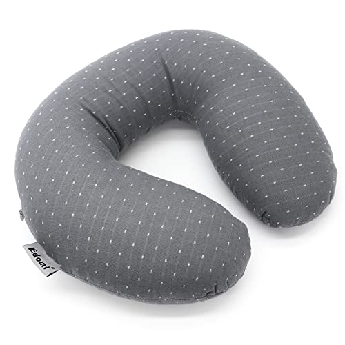 Edomi Buckwheat U-Shaped Neck Pillow Adjustable Buckwheat Hull Pillow With Pillowcase, Neck Support For Pain Relief, Neck And Shoulder Relax Cervical Pillow (12x12 Inch, Gray)
