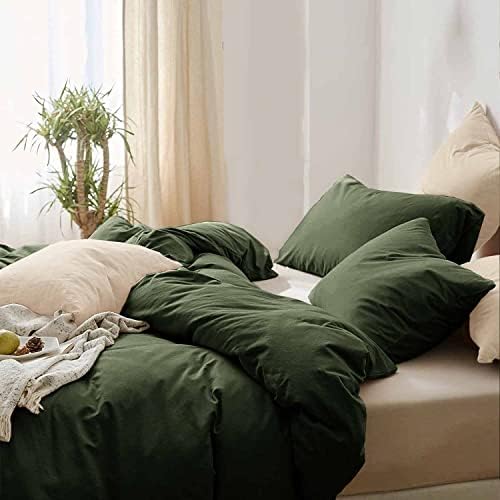  Beige Duvet Cover Queen Size, Soft Farmhouse Bedding Comforter Cover Set 3 Pieces With Zipper Closure, 1 Lightweight Microfiber Duvet Cover 90x90 Inches And 2 Pillow Shams For Women Men