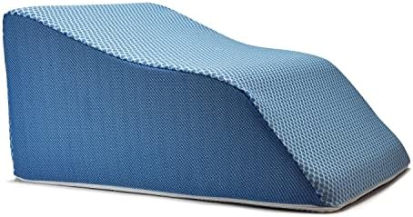  Lounge Doctor Elevating Leg Rest Pillow With Memory Foam, Uniquely Designed Incline Wedge For Vein Circulation, Leg Swelling, Lymphedema,Leg And Back Pain, Relaxation, Light Blue, 24" Wide, Medium