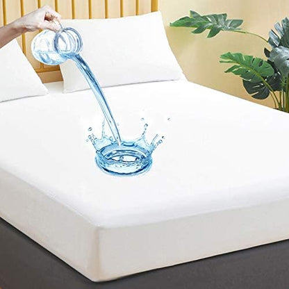  Twin XL Size Quilted Fitted Mattress Pad, Waterproof Breathable Cooling Mattress Protector, Stretches Up To 21 Inches Deep Pocket Hollow Cotton Alternative Filling Noiseless Mattress Cover