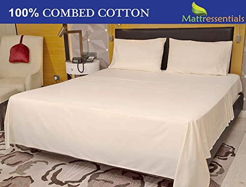  RV Short Queen Size 100% Cotton Sheets Set - 400 Thread Count - Ivory - 4pc Long Staple Combed Cotton Bed Sheets - Breathable, Sateen Weave For Soft & Silky Feel, Fits Mattress Up To 16'' Deep Pocket