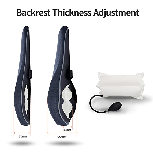  JSKRL Lumbar Support Pillow For Office Chair Adjustable Inflatable Car Lumbar Support Pillow Relieve Back Pain Airbag Memory Foam Back Cushion With 2 Adjustable Straps,Back（ Lumbar Pillow Only）