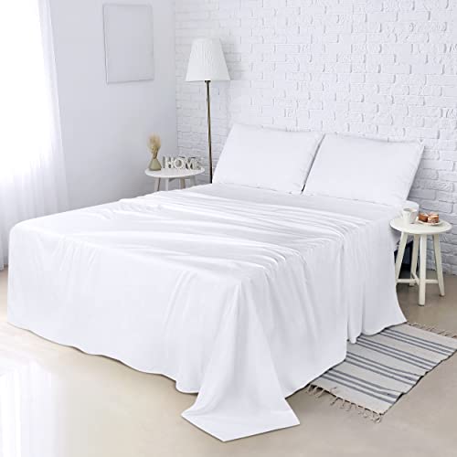  Utopia Bedding Flat Sheets - Pack Of 6 - Soft Brushed Microfiber Fabric - Shrinkage & Fade Resistant Top Sheets - Easy Care (Twin, White)