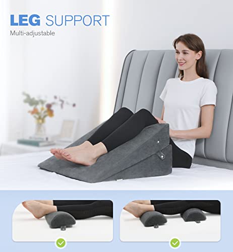  OasisSpace Wedge Pillows For After Surgery - 4pcs Orthopedic Wedge Pillow Set, Memory Foam Sleeping Wedges For Adults, Sitting Pillow For Acid Reflux And GERD, Adjustable Pillow With Removable Cover