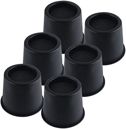  DEDU Bed Risers 6 Inch Heavy Duty 6 Pack, Furniture Risers With Caster Pads Supports Up To 6600 Lbs, Round Couch Risers For Sofas, Desk (Black)