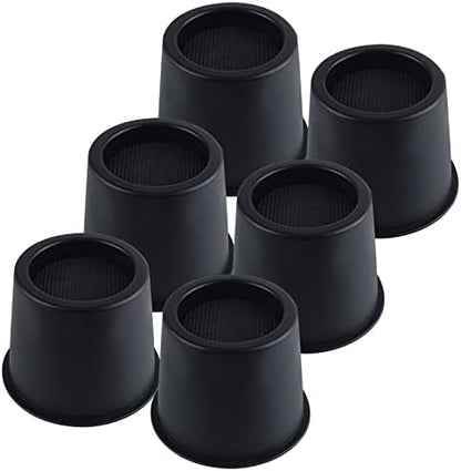  DEDU Bed Risers 6 Inch Heavy Duty 6 Pack, Furniture Risers With Caster Pads Supports Up To 6600 Lbs, Round Couch Risers For Sofas, Desk (Black)