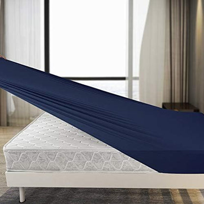  Stretchy Twin Fitted Sheet Only - Jersey Knit & Super Stretch, Snug Fit For Twin/Single, Twin XL Or RV/Camper Twin Size Mattress Deep Or Shallow Pocket, Non-Slip & Ultra Soft - Black/Gray