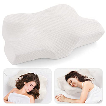  Lamberia Cervical Memory Foam Pillow, Neck Pillows For Side Sleepers, Back And Stomach Sleepers