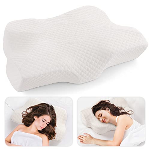  Lamberia Cervical Memory Foam Pillow, Neck Pillows For Side Sleepers, Back And Stomach Sleepers