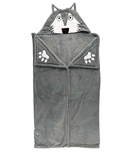  Lazy One Wearable Hooded Blanket For Kids, Animal Hooded Blanket (Wolf Blanket)