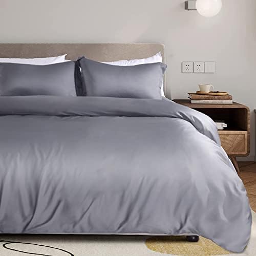 NEXHOME PRO 100% Organic Bamboo Duvet Cover Set King - Lightweight Summer Cooling Comforter Cover For Hot Sleepers 104"x90" 3pcs Breathable White Bedding With Corner Ties,Zipper Closure, No Insert