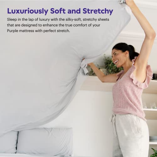  Purple SoftStretch Sheets, King/Cal King, Bamboo Sheets, Moisture-Wicking, Stormy Grey, California King