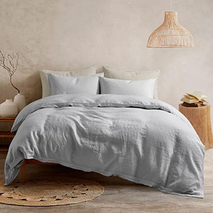  ATLINIA Bedding Duvet Cover Set Linen - 100% French Flax Washed Bed Sets Farmhouse Comforter Cover Set (1 Duvet Cover And 2 Pillow Shams) King Size Natural