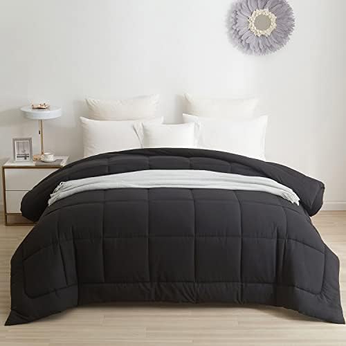  BedTreat Hotel Comforter Queen, Down Alternative Comforter With Corner Tabs - All Season Quilted Queen Size 240 GSM Grey Comforter, Machine Washable Microfiber Bedding