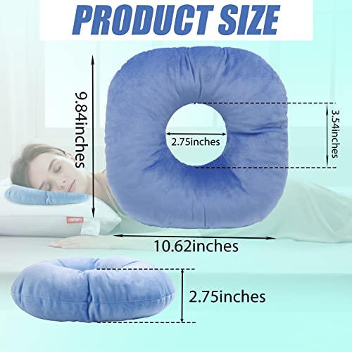  Back Scratcher Piercing Pillow For Side Sleepers, Donut Shaped Side Pillow With Hole For Ear, Ear Pillows For CNH And Ear Piercing Ear Pain, Ear Cushions For Sleeping Guard (Blue)