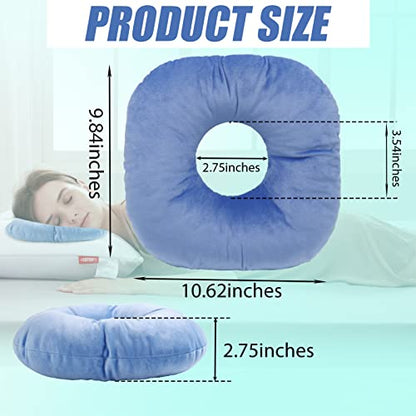  Back Scratcher Piercing Pillow For Side Sleepers, Donut Shaped Side Pillow With Hole For Ear, Ear Pillows For CNH And Ear Piercing Ear Pain, Ear Cushions For Sleeping Guard (Blue)