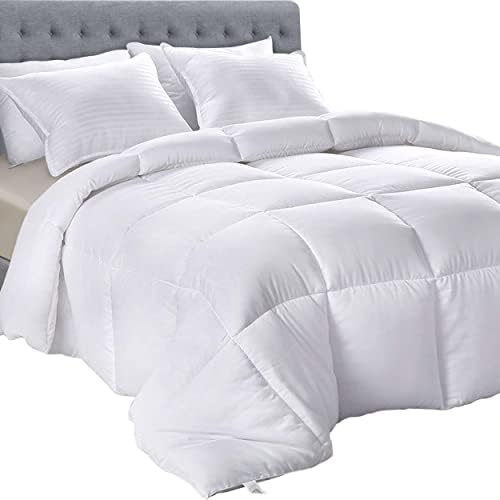  Down Alternative Comforter (Twin, White) - All Season Comforter - Plush Siliconized Fiberfill Duvet Insert - Box Stitched