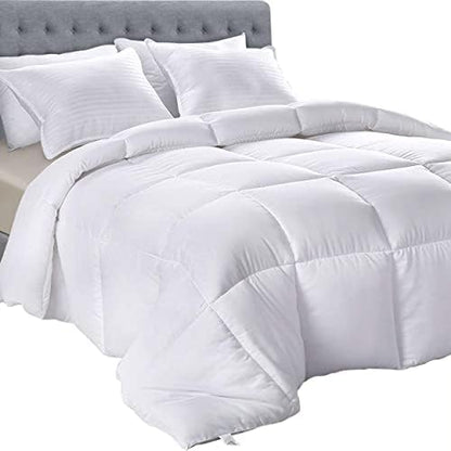  Down Alternative Comforter (Twin, White) - All Season Comforter - Plush Siliconized Fiberfill Duvet Insert - Box Stitched