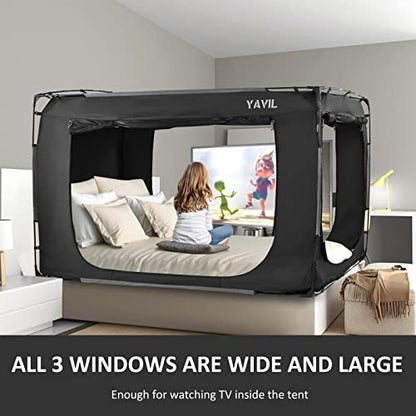  Bed Tent Bed Canopy Full Size, Portable Sleeping Tents Dream Tents Indoor For Kids And Adult, Breathable Privacy Space On Bed With Three Doors (Mattress Not Included)