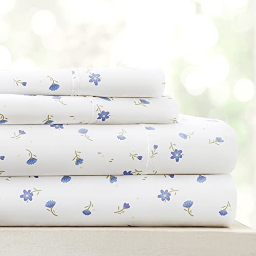  Hotel Collection Ieh-4 Piece-SFL-TW-LB Home Collection Floral 4 Sheet Set, Twin, Light Blue