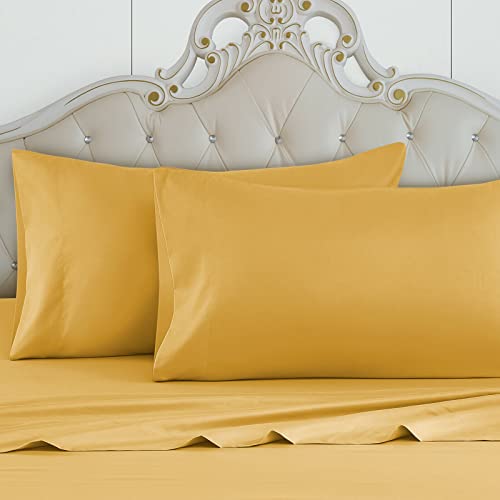  HOMEIDEAS 4 Piece Bed Sheets Set (Queen, Gold), 1800 Bedding Soft Brushed Microfiber Luxury Sheets, Deep Pockets, Easy Care, Wrinkle & Fade Free