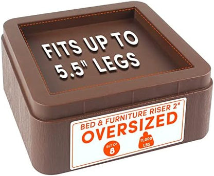 DEDU Oversized Bed Risers Heavy Duty Stackable 4 Pack, Furniture Risers For Sofas 3 Inch Or 6 Inch Supports Up To 11000 Lbs, Square Bed Raising Blocks Fits 5.5 Inch Wide Desk Or Couch (Black)
