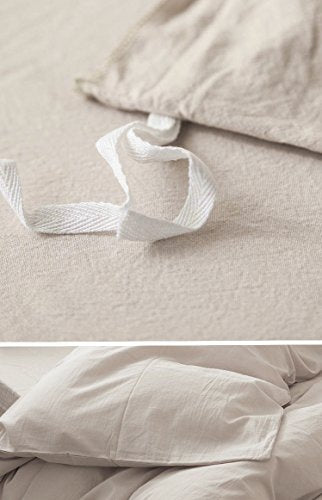 Eikei Washed Cotton Chambray Duvet Cover Solid Color Casual Modern Style Bedding Set Relaxed Soft Feel Natural Wrinkled Look (King, Desert Sand)