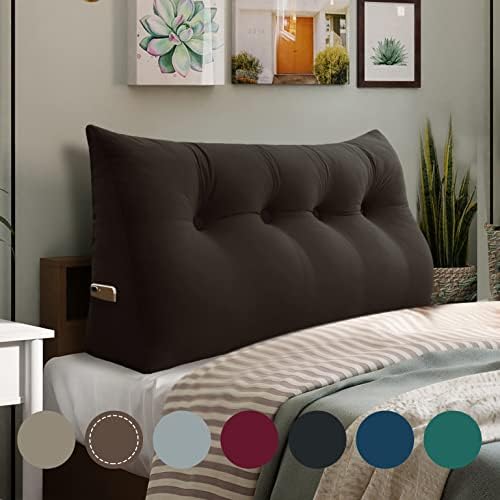  Rucener Triangular Headboard Wedge Pillow Triangular Removable Headboard Backrest Large Bolster Triangular Headboard Backrest Daybed Cushion Daybed Pillows Headboard Pillow Black Twin Size