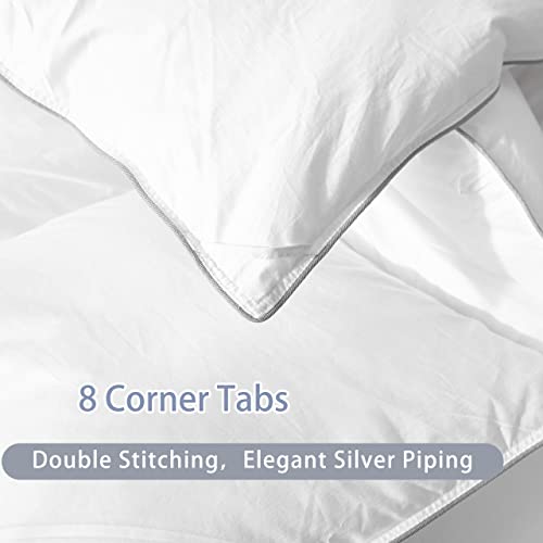  DREAMHOUR Feathers Down Comforter King Size Duvet Insert White,Soft Plush 100% Cotton Quilted Medium Warm Bed Comforter Insert With 8 Corner Tabs 106"x90"Inches