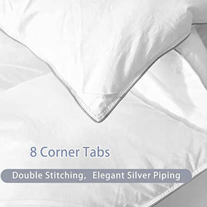  DREAMHOUR Feathers Down Comforter King Size Duvet Insert White,Soft Plush 100% Cotton Quilted Medium Warm Bed Comforter Insert With 8 Corner Tabs 106"x90"Inches