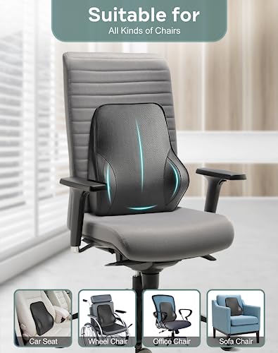  SEG Direct Lumbar Support Pillow For Car, Ergonomic Pillow Back Support For Drving Fatigue Back Pain Relief, Memory Foam With Breathable Leather Cover, For Car Seat Home Office Chair