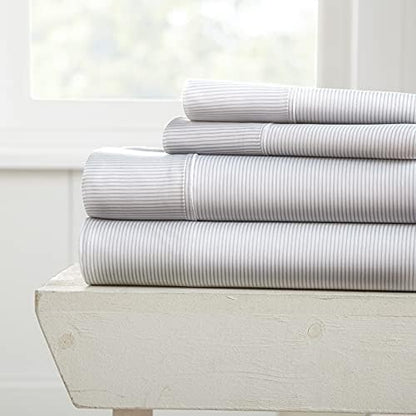  Linen Market Premium My Heart Pattern 4 Piece Bed Sheet Set, Full, Light Gray