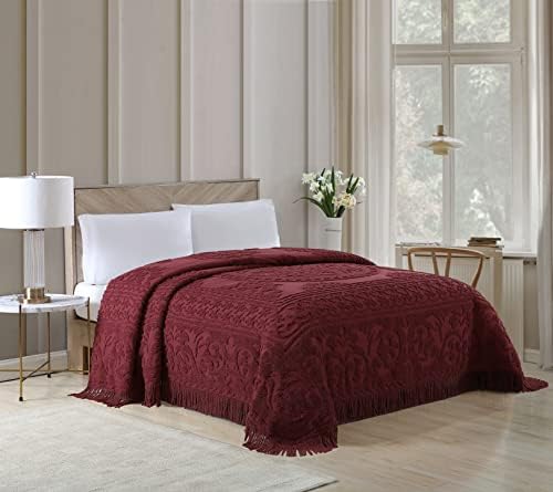  Medallion Chenille Bedspread, Queen, White