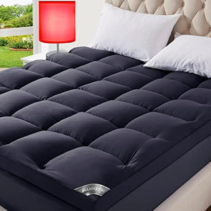  Extra Thick Mattress Topper Queen For Back Pain, Cooling & Breathable Mattress Pad Cover, Plush Soft Pillowtop With 8-21" Elastic Deep Pocket, All Season Bedding-White
