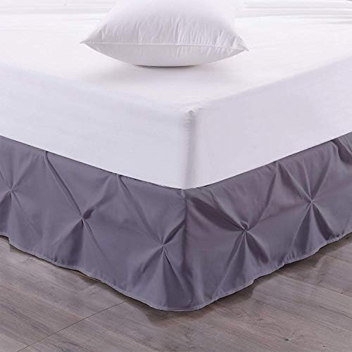  Pinch Pleated Split Corner Bed Skirt 100% Egyptian Cotton 600 Thread Count 15 Inch Drop Luxurious Decorative & Easy To Wash Wrinkle & Fade Resistant (King, White)