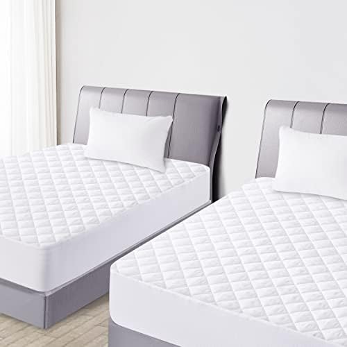  Quilted Fitted Twin XL Mattress Pad Cover, Waterproof Mattress Protector, Deep Pocket Elastic Fits Up To 21'', Breathable Soft Alternative Filling Mattress Pad