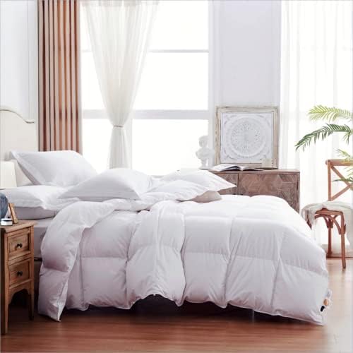  Globon Luxurious Feather Down Comforter King Size,Fluffy Hotel Collection Duvet Insert Heavyweight For Winter, 100% Soft Cotton Shell With Corner Tabs, Dark Grey(106x90inches)…
