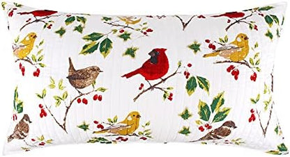  Thatch Home Joy Birds Joy Birds Quilt - Full/Queen - Birds And Holly - Red, Green, Citron, Taupe, Brown - Quilt (88x92in.) - Reversible - Cotton/Poly