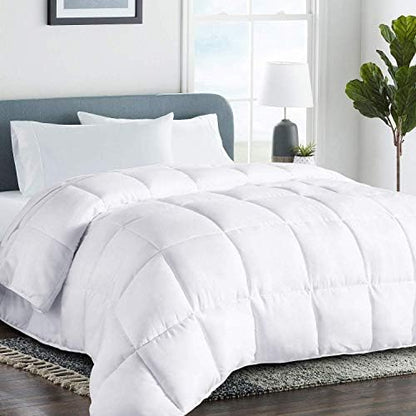  Queen 2100 Series Cooling Comforter Down Alternative Quilted Duvet Insert With Corner Tabs All-Season - Luxury Soft Hotel Comforter - Breathable - Reversible - Machine Washable - White