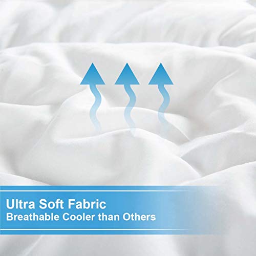  TEKAMON All Season Queen Comforter Winter Warm Summer Soft Quilted Down Alternative Duvet Insert Corner Tabs, Machine Washable Fluffy Reversible Collection For Hotel, Snow White