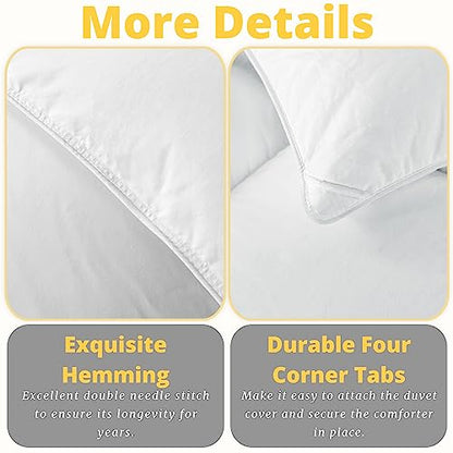  ELNIDO QUEEN Feather Down Comforter King Size - White Down Duvet Insert - Luxurious Fluffy Hotel Style Bedding Comforter - 100% Cotton Cover All Season Medium Warmth - King Size (106x90 Inch)